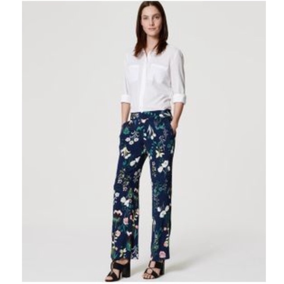 ANN TAYLOR LOFT 6P FLORAL FLUID PANT - Picture 2 of 6